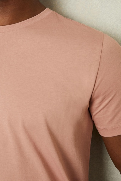 Cotton Crew Neck T-Shirt in Dusty Pink