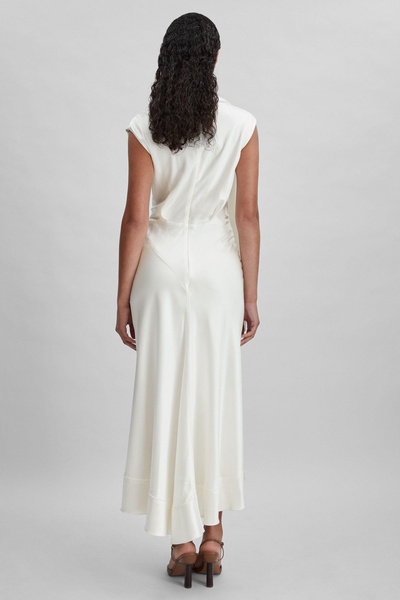 Acler Drape Element Asymmetric Midi Dress in Ivory