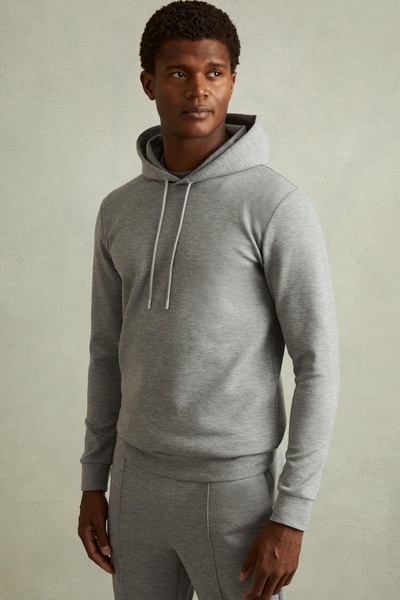 Interlock Jersey Hoodie in Grey Melange