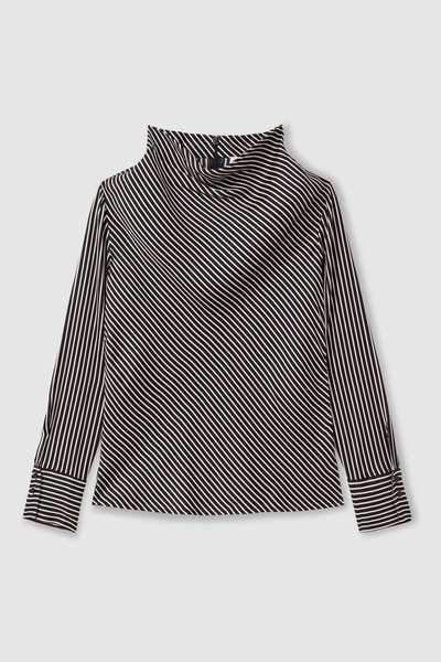 Addison Black Striped Cowl Neck Top