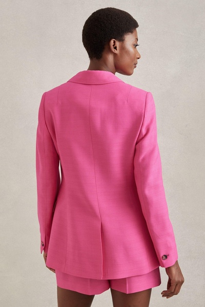 Petite Tailored Textured Single Breasted Suit: Blazer in Pink