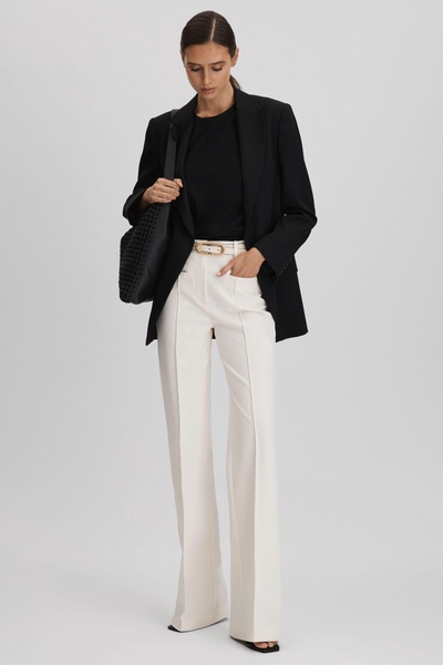 High Rise Flared Trousers in Cream