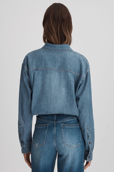 Denim Button-Through Shirt in Blue