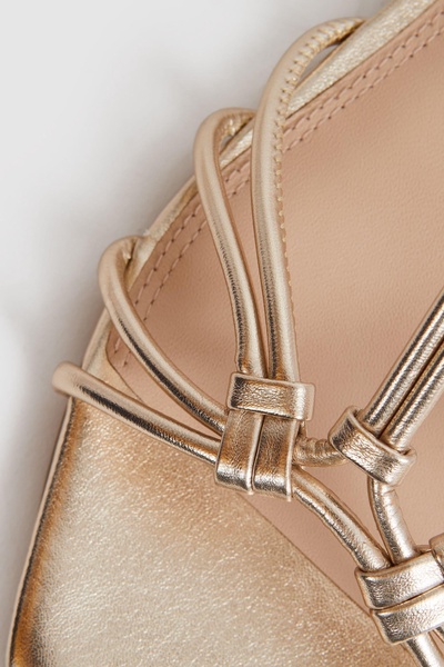 Metallic Knot Detail Sandals in Gold