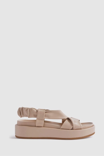 Chunky Platform Leather Sandals in Nude