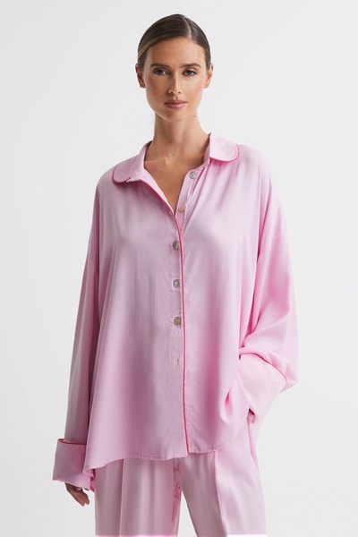 Sleeper Relaxed Button-Through Shirt in Bubblegum