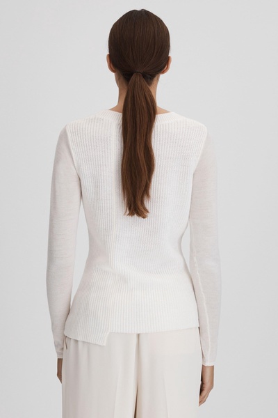 Knitted Crew Neck Top in Ivory