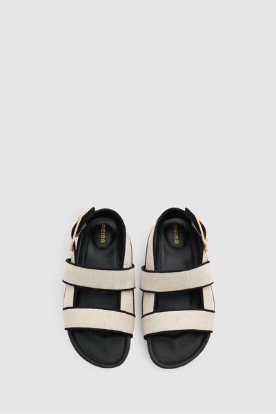 Strappy Chunky Canvas Sandals in Black