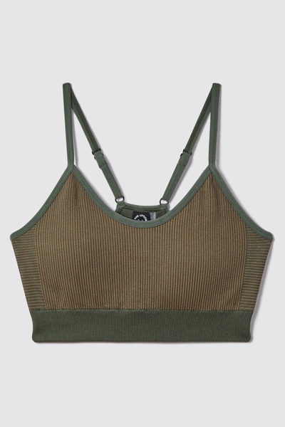 The Upside Striped Sports Bra in Khaki