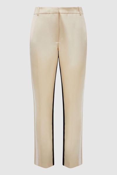 Gracie Black/Cream Slim Fit Colourblock Satin Velvet Trousers