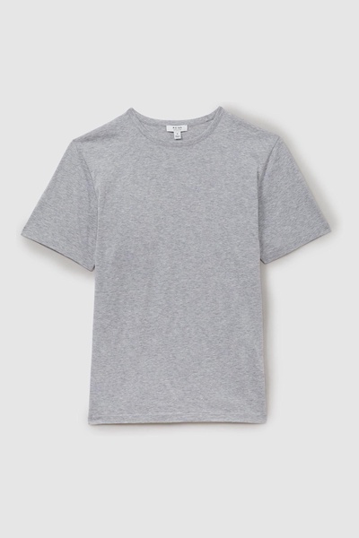 Mercerised Crew Neck T-shirt in Grey Melange