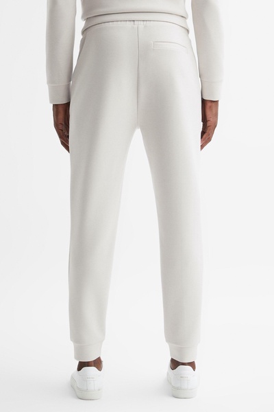 Drawstring Contrast Zip Joggers in Off White