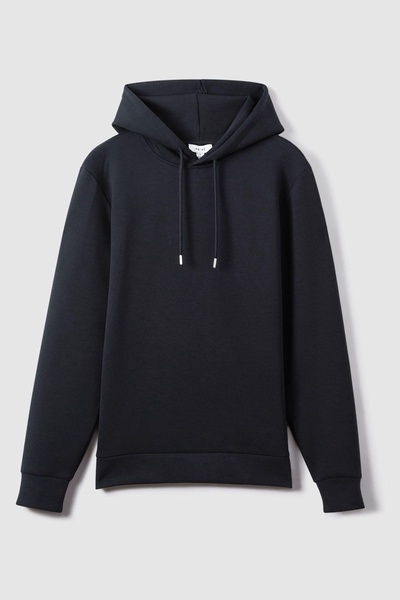 Interlock Jersey Hoodie in Navy Blue