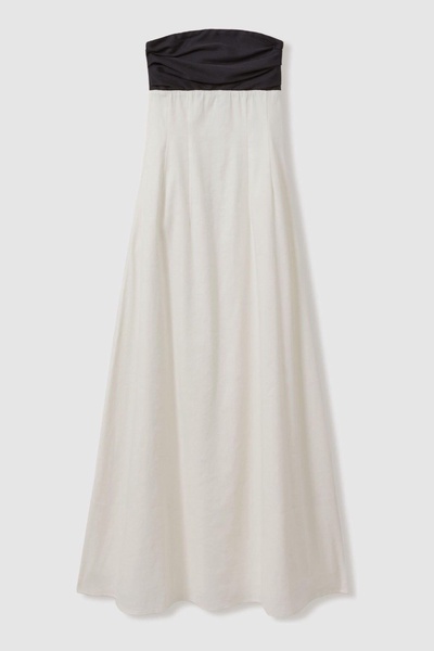 Marcia Ivory Anna Quan Linen-Jersey Strapless Maxi Dress