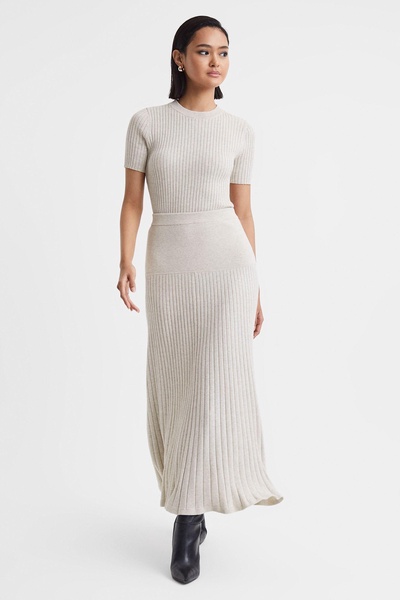 Anna Quan Cotton Ribbed Maxi Skirt in Ecru