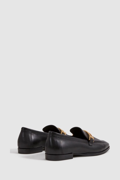 Leather Rounded Loafers in Black