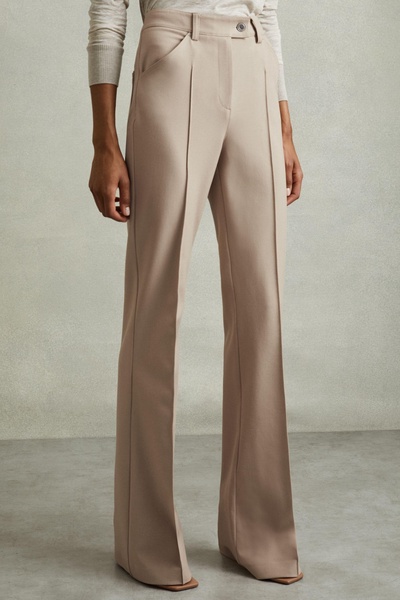 High Rise Flared Trousers in Neutral