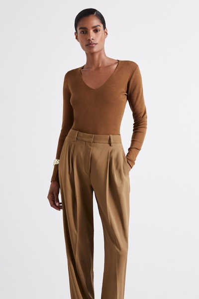 Atelier Knitted Silk-Blend Top in Chocolate