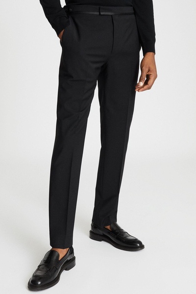 Performance Modern Fit Tuxedo Trousers in Black