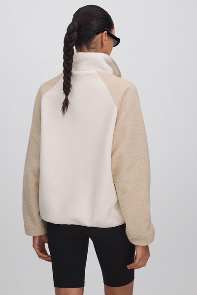 Fleece Funnel Neck Jumper in Natural