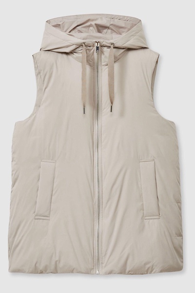 Padded Hooded Gilet in Neutral