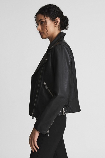 Leather Biker Jacket in Black