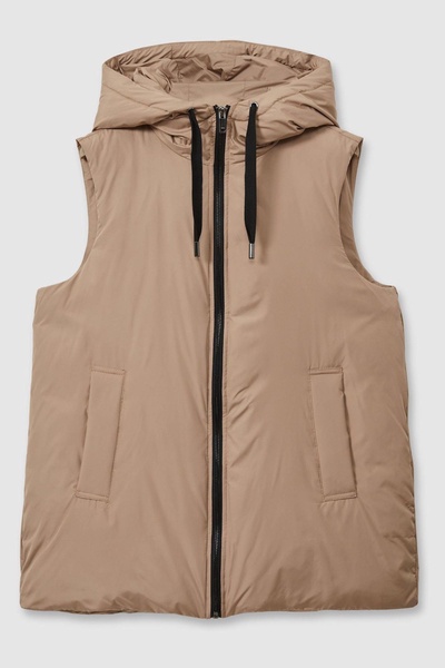 Padded Hooded Gilet in Camel