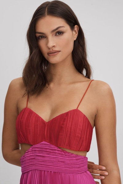 Amur Pleated Cut-Out Maxi Dress in Magenta