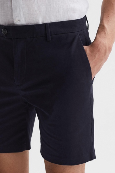 Short Length Casual Chino Shorts in Navy