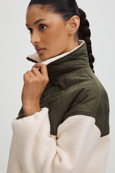 The Upside Fleece Quilted Sweatshirt in Neutral/Green