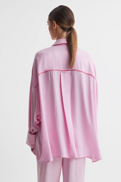 Sleeper Relaxed Button-Through Shirt in Bubblegum