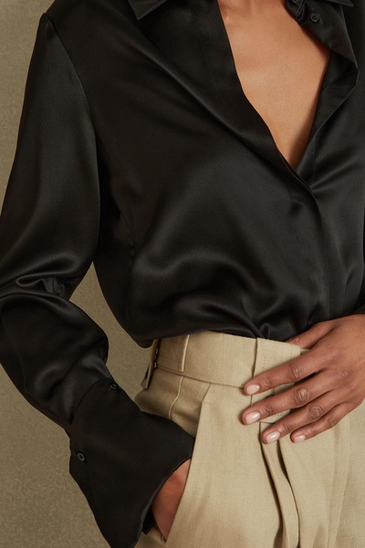 Petite Silk Shirt in Black