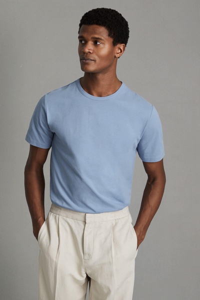 Cotton Crew Neck T-Shirt in Reef Blue