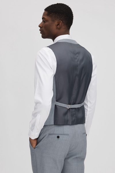 Slim Fit Wool Waistcoat in Soft Blue