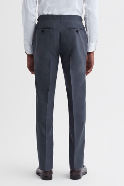 Fine Airforce Blue Wool Side Adjusters Regular Fit Trousers