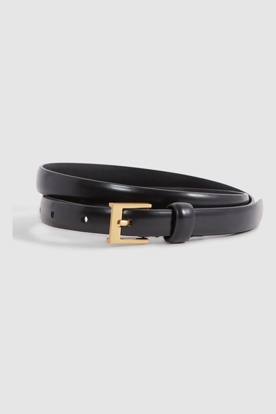 Thin Leather Belt in Black