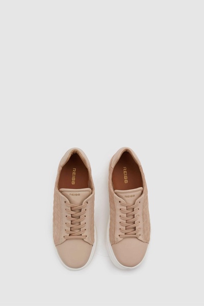 Leather Suede Lattice Trainers in Blush