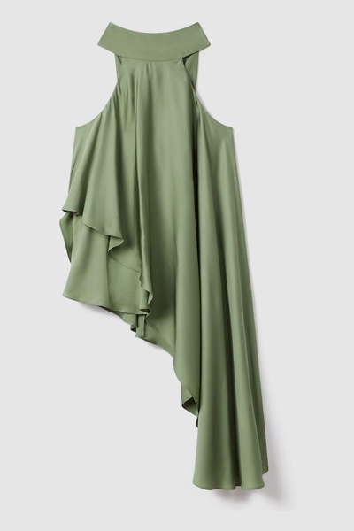 Asymmetric Draped Blouse in Green