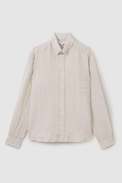 Queens Stone 100% Linen Button-Down Collar Shirt