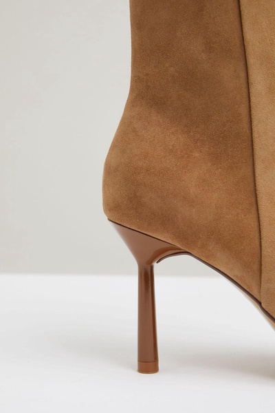 Seamed Suede Ankle Boots in Tan