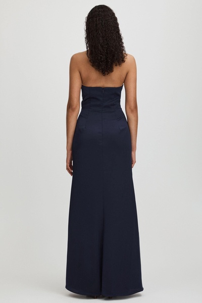 Gemi Navy Halston Satin Halter Neck Maxi Dress