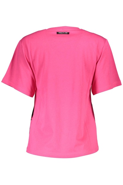 Cavalli Class Chic Pink Cotton Tee with Signature Print