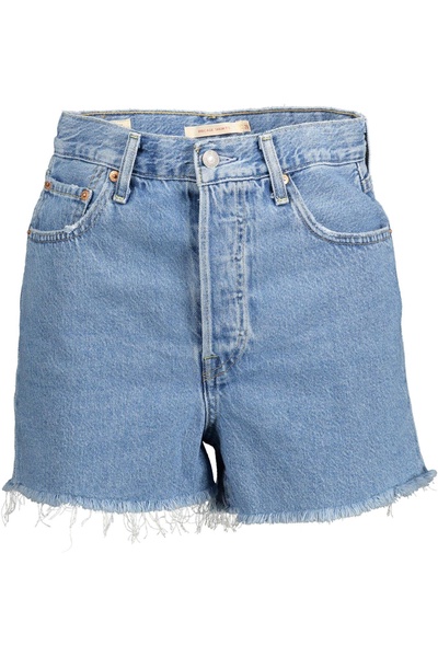 chic fringed hem blue shorts in  women's blue