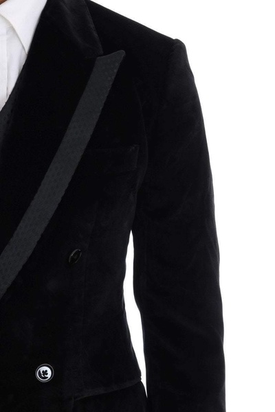 Dolce & Gabbana  Black Velvet Slim Double Breasted Suit