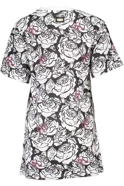 elegant short sleeve round neckline printed women's dress