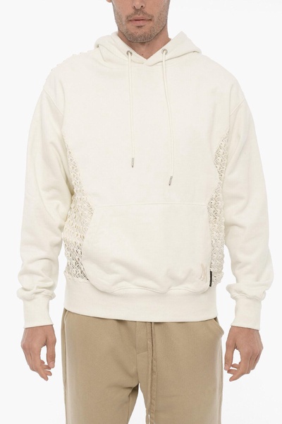 brushed cotton hoodie with lace insert