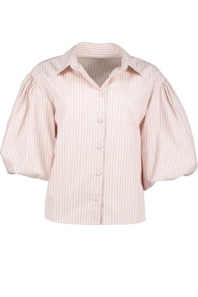 women's tyra puff sleeve top in pink stripe