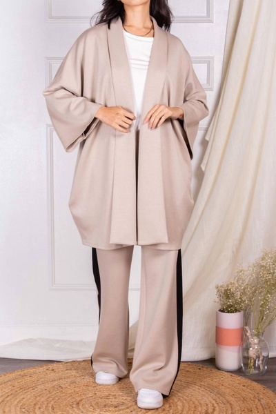 scuba modal cardigan in taupe