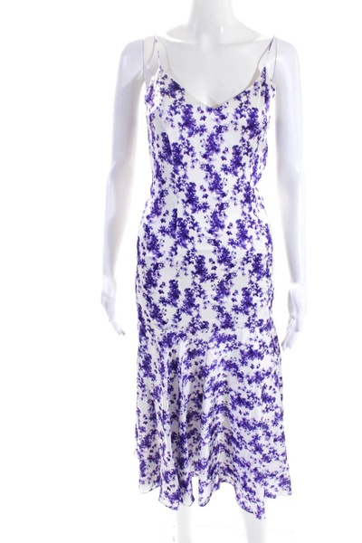 womens floral print kai slip dress white purple