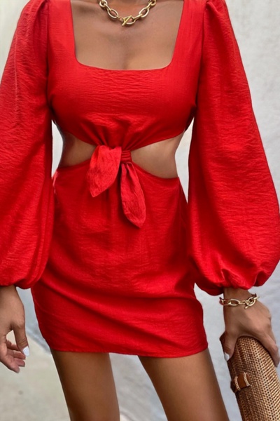 the regan dress in fire red